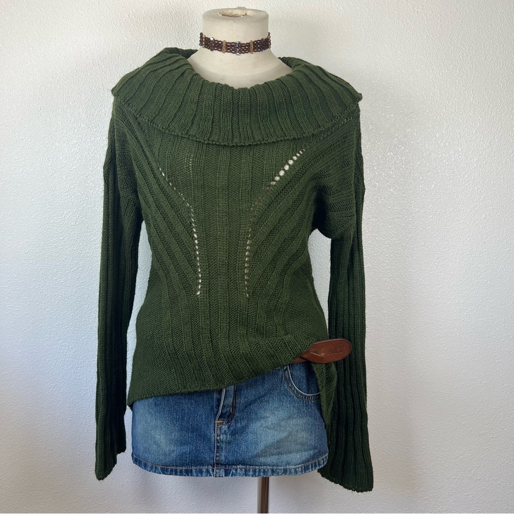 Charlotte Russe Olive Green Cowl Neck Sweater
